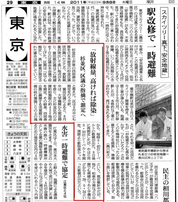 朝日新聞_一般質問記事(2011.09.08)